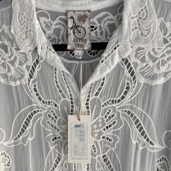 Johnny Was Chryssie button up White Embroidered Blouse - Picture 5 of 9